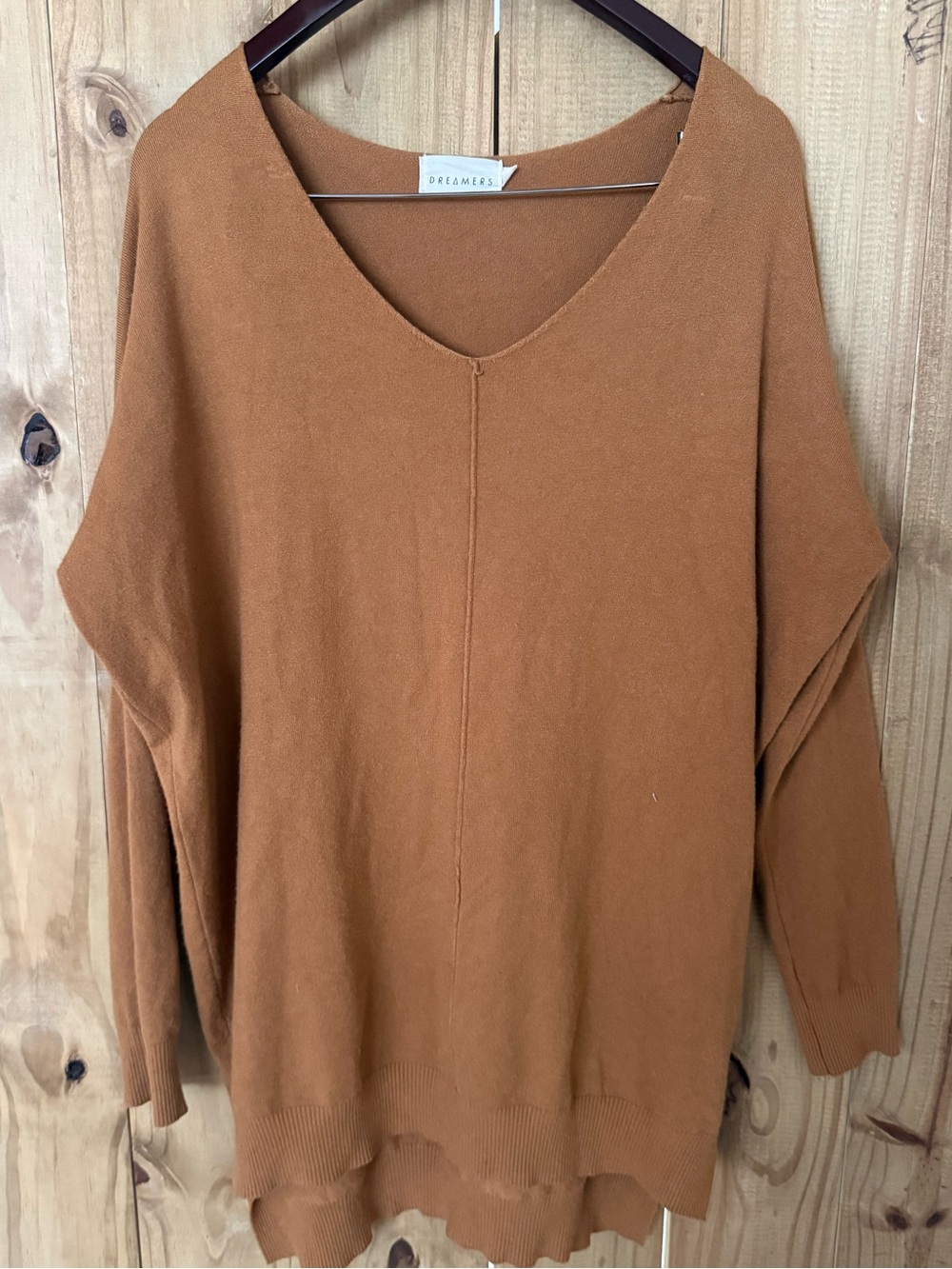 Dreamers V-Neck Sweater in Rust Brown